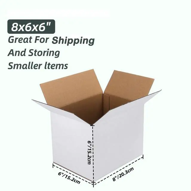 Alt view image 2 of 7 - 8x6x6 White Shipping Boxes Set of 6, White Corrugated Cardboard Boxes for Small Business Shipping Mailing Packing
