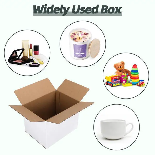 Alt view image 4 of 7 - 8x6x6 White Shipping Boxes Set of 6, White Corrugated Cardboard Boxes for Small Business Shipping Mailing Packing