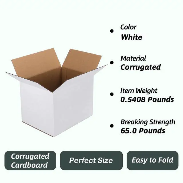 Alt view image 7 of 7 - 8x6x6 White Shipping Boxes Set of 6, White Corrugated Cardboard Boxes for Small Business Shipping Mailing Packing