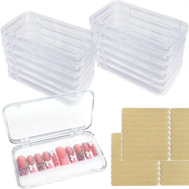 Main image of 14Pcs Press On Nail Packaging Box Large,Press on Nail Storage Boxes for Press Ons Long, fit XL-3XL False Nail Display Cases with 60 Pcs Adhesive Tape, Plastic Clear Box for Fake Nails Storage Business