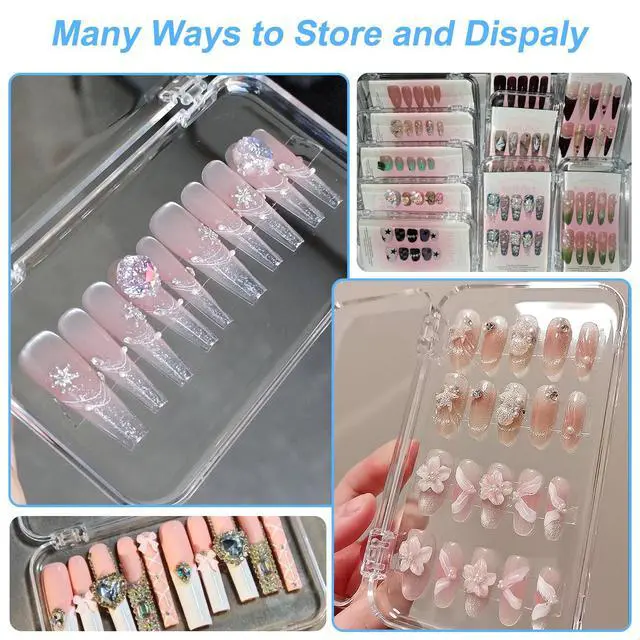 Alt view image 4 of 7 - 14Pcs Press On Nail Packaging Box Large,Press on Nail Storage Boxes for Press Ons Long, fit XL-3XL False Nail Display Cases with 60 Pcs Adhesive Tape, Plastic Clear Box for Fake Nails Storage Business