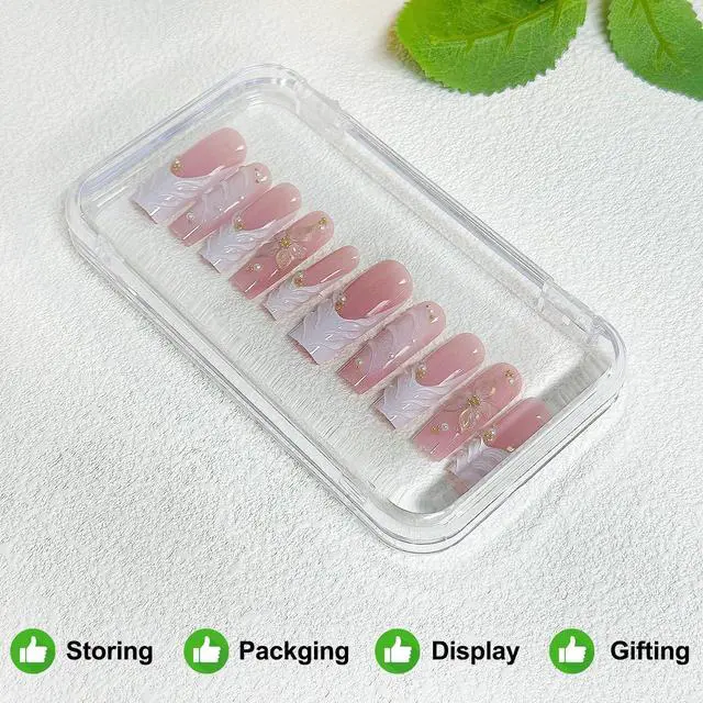 Alt view image 5 of 7 - 14Pcs Press On Nail Packaging Box Large,Press on Nail Storage Boxes for Press Ons Long, fit XL-3XL False Nail Display Cases with 60 Pcs Adhesive Tape, Plastic Clear Box for Fake Nails Storage Business