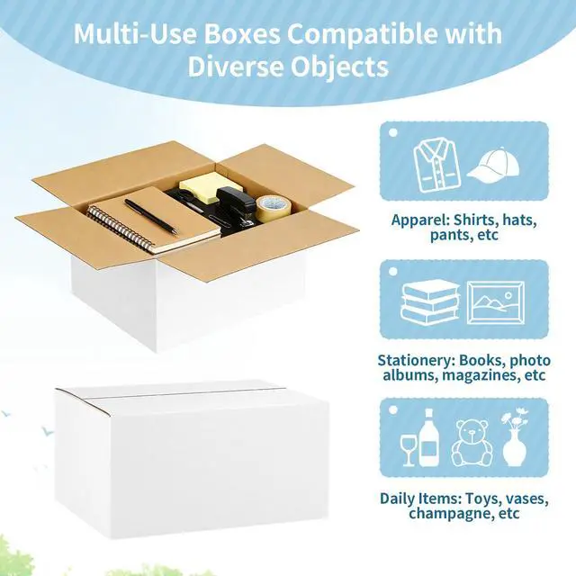 Alt view image 4 of 7 - 10 Pack 10x7x5 Inch Small Shipping Boxes White Corrugated Cardboard Boxes Mailer for Small Business, Mailing Boxes for Packaging Bulk