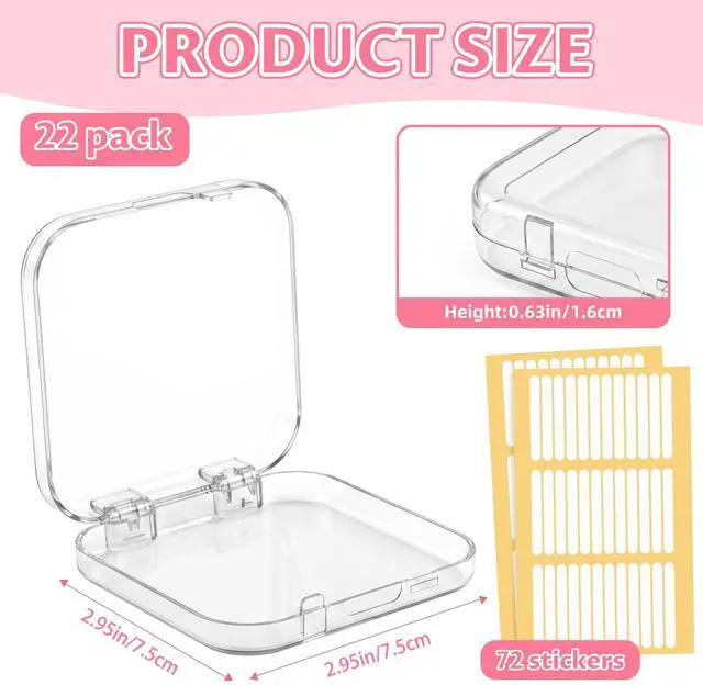 Alt view image 2 of 7 - 22 Pcs Clear Acrylic Press on Nail Box with 72 Pcs Adhesive Double Sided Tape, Fake Nail Storages Case, Transparent Nail Packaging Box for Storage DIY Nail Projects, Nail Display and Nail Salon