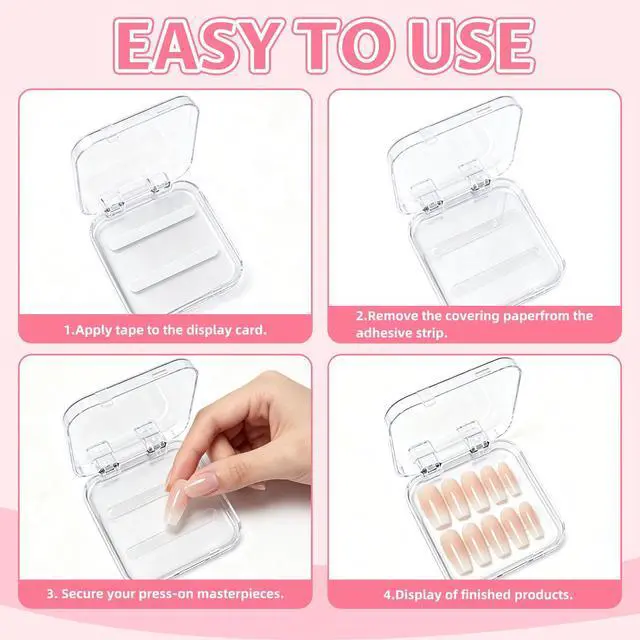 Alt view image 4 of 7 - 22 Pcs Clear Acrylic Press on Nail Box with 72 Pcs Adhesive Double Sided Tape, Fake Nail Storages Case, Transparent Nail Packaging Box for Storage DIY Nail Projects, Nail Display and Nail Salon