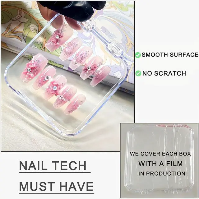 Alt view image 4 of 7 - 14 Pcs Press On Nail Packaging Box Press on Nail Storage Box for Press Ons with 60 Pcs Adhesive Double Sided Tape for Fake Nail Storage Case Nail Display Nail Salon Supplies Nail Art Business (Clear)