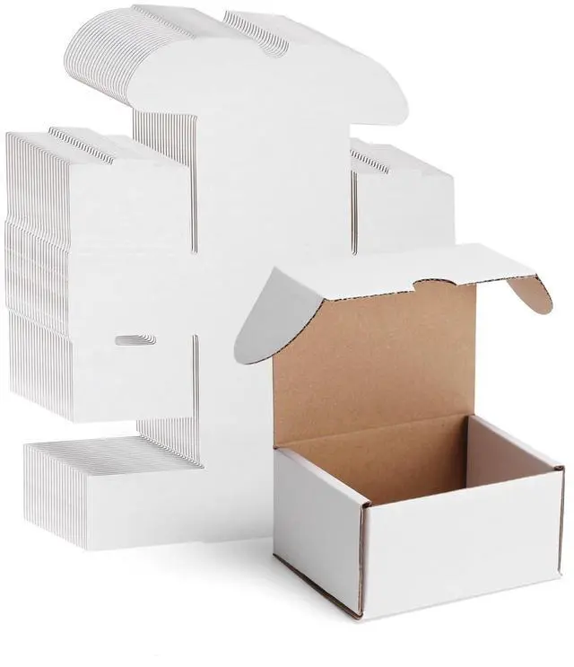 Main image of 50 Packs 4X3X2 Small Shipping Boxes, White 4 x 3 x 2 inches Corrugated Cardboard Box for Packaging Small Business, Card Boxes, Mailer for Storage