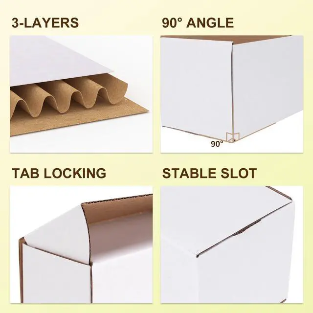 Alt view image 3 of 7 - 50 Packs 4X3X2 Small Shipping Boxes, White 4 x 3 x 2 inches Corrugated Cardboard Box for Packaging Small Business, Card Boxes, Mailer for Storage
