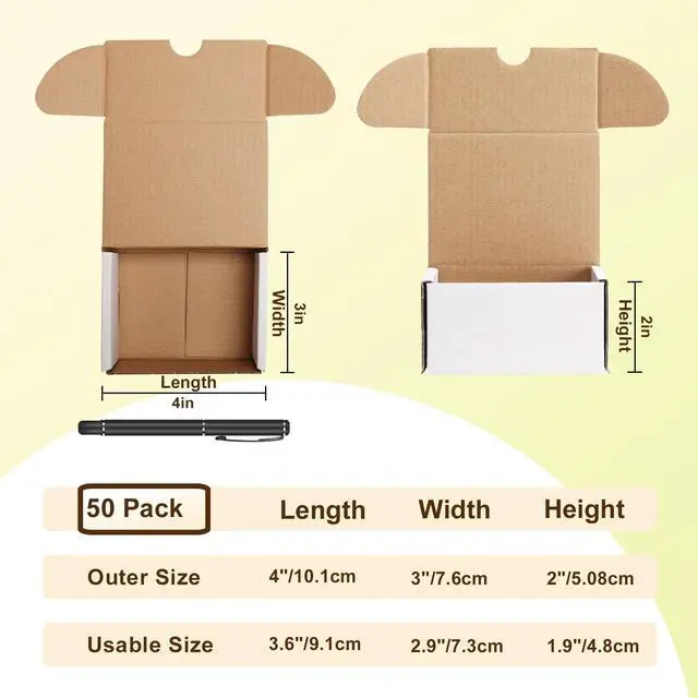 Alt view image 2 of 7 - 50 Packs 4X3X2 Small Shipping Boxes, White 4 x 3 x 2 inches Corrugated Cardboard Box for Packaging Small Business, Card Boxes, Mailer for Storage