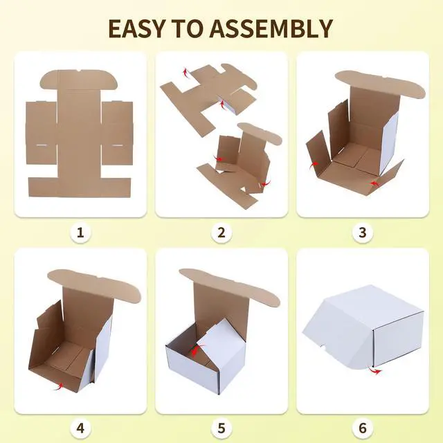 Alt view image 5 of 7 - 50 Packs 4X3X2 Small Shipping Boxes, White 4 x 3 x 2 inches Corrugated Cardboard Box for Packaging Small Business, Card Boxes, Mailer for Storage