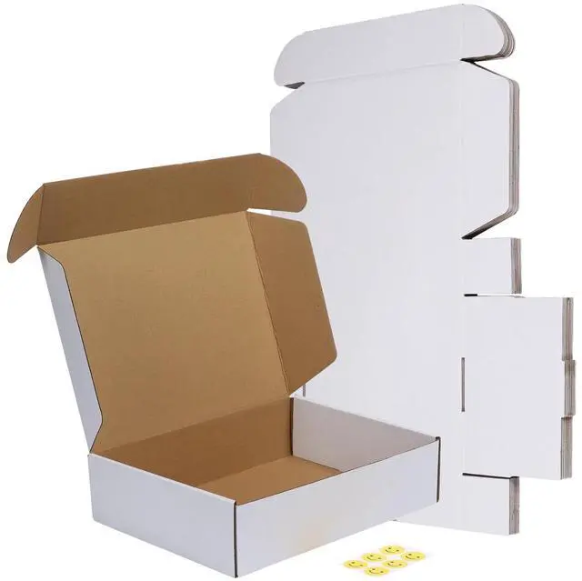 Main image of 12x9x3 Shipping Boxes Set of 6, White Corrugated Cardboard Box for Packing, Mailing, Business