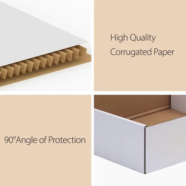 Alt view image 3 of 7 - 12x9x3 Shipping Boxes Set of 6, White Corrugated Cardboard Box for Packing, Mailing, Business