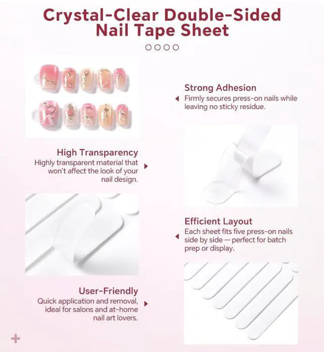 Alt view image 3 of 7 - 6PCS Press on Nail Storage Box, Press On Nail Package Case with 30 PCS Adhesive Double Sided Tape Organizer Nail Case Acrylic Fake Nail Display Container Artificial False Nail Packaging Box