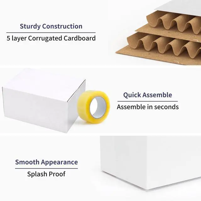 Alt view image 6 of 6 - Shipping Boxes 8X6X4 Set of 18, Double Wall White Corrugated Cardboard Box for Mailing Business Packaging Storage Crafts Gifts