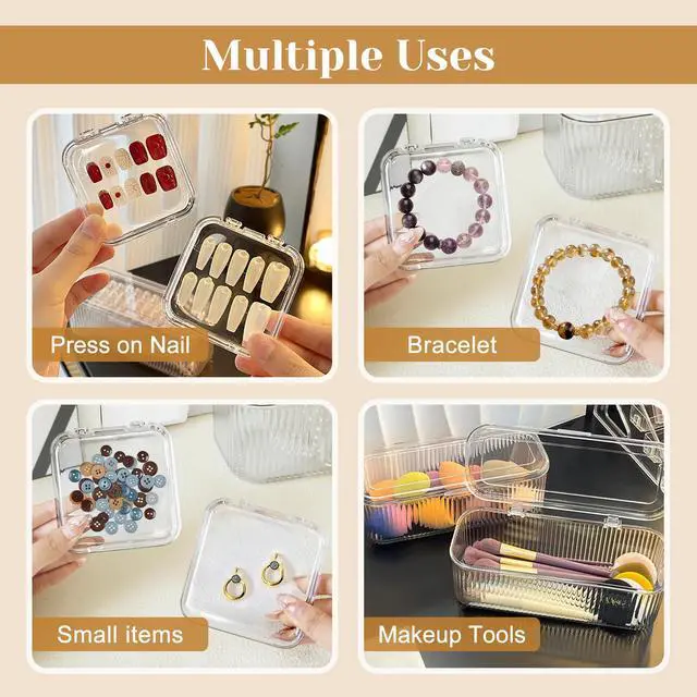 Alt view image 6 of 7 - Press On Nail Organizer 14 PCS Clear Press On Nail Storage Boxes and 1 Big Storage box with 60 Pcs Adhesive Double Sided Tape,Press On Nail Packaging for Fake Nail Storage Nail Display Nail Salon.