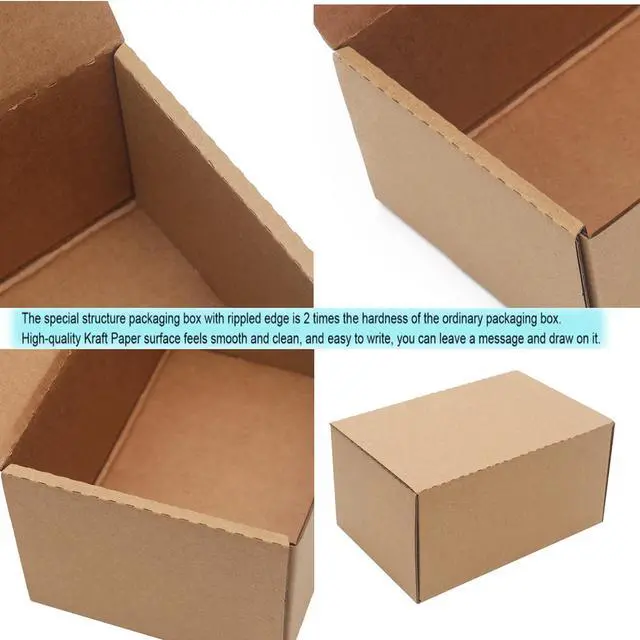 Alt view image 3 of 7 - 10 Pack Small Shipping Boxes 6x4x3'' Corrugated Small Cardboard Boxes for Shipping, Recyclable Packaging Boxes for Business, Mailer, Gift Packing, Crafts Packing, Jewelry Box, Brown