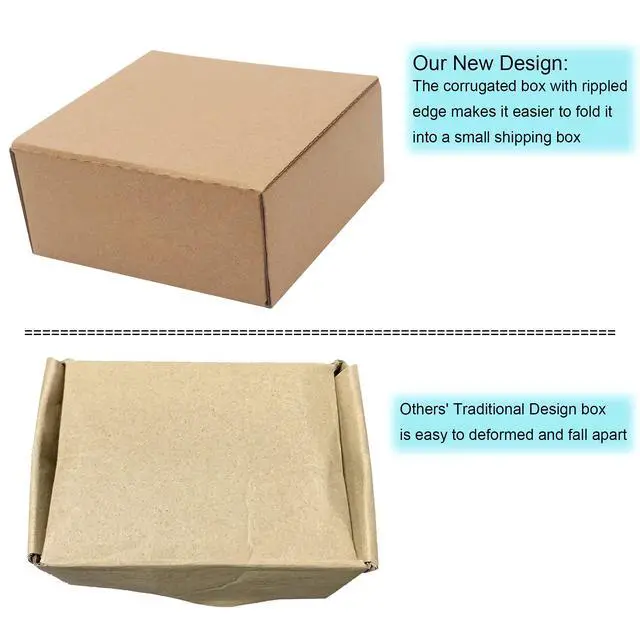 Alt view image 6 of 7 - 10 Pack Small Shipping Boxes 6x4x3'' Corrugated Small Cardboard Boxes for Shipping, Recyclable Packaging Boxes for Business, Mailer, Gift Packing, Crafts Packing, Jewelry Box, Brown