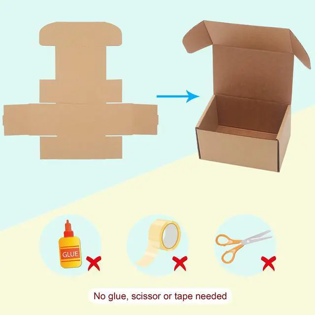 Alt view image 7 of 7 - 10 Pack Small Shipping Boxes 6x4x3'' Corrugated Small Cardboard Boxes for Shipping, Recyclable Packaging Boxes for Business, Mailer, Gift Packing, Crafts Packing, Jewelry Box, Brown