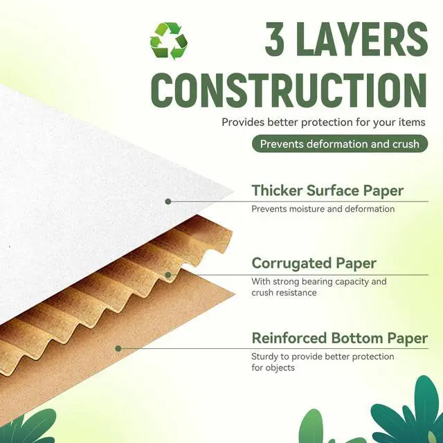Alt view image 3 of 7 - 12"x9"x2" Shipping Boxes Set of 1, White Corrugated Cardboard Box Literature Mailer