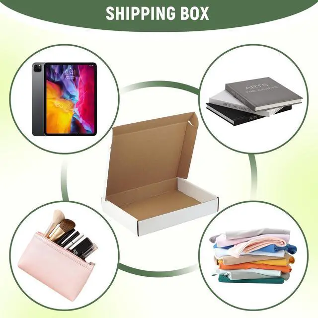 Alt view image 4 of 7 - 12"x9"x2" Shipping Boxes Set of 1, White Corrugated Cardboard Box Literature Mailer
