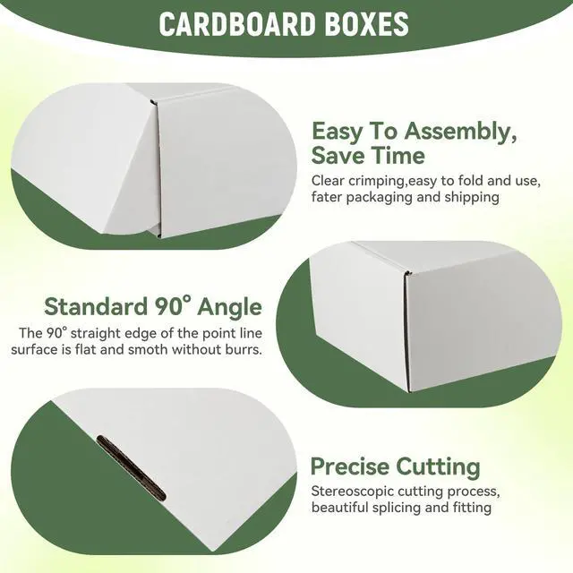 Alt view image 2 of 7 - 12"x9"x2" Shipping Boxes Set of 1, White Corrugated Cardboard Box Literature Mailer