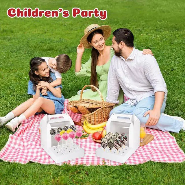 Alt view image 6 of 7 - Portable Cake Pop Holder Boxes: 4Pcs Cake Packaging Containers with Clear Window - Lollipop Display Boxes for Weddings Baby Showers Birthday Parties