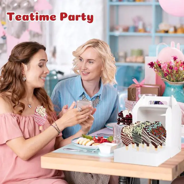 Alt view image 7 of 7 - Portable Cake Pop Holder Boxes: 4Pcs Cake Packaging Containers with Clear Window - Lollipop Display Boxes for Weddings Baby Showers Birthday Parties