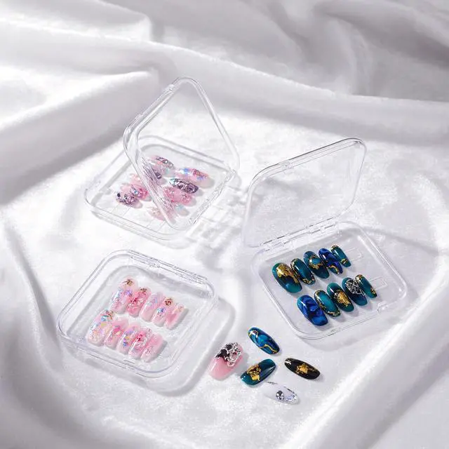 Alt view image 7 of 7 - 12 Pcs Press on Nail Storage Box with 60 Pcs Double Sided Adhesive Tapes, Nail Packaging Boxes Fake Nail Display Case Crystal Clear Nail Storage Box with Gift Box for Nail Art Business Nail Salon