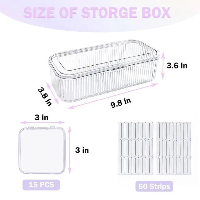 Alt view image 2 of 7 - Press On Nail Organizer Box Kit,15 PCS Clear Press On Nail Storage Boxes and 1 Large Container Box,60pcs Adhesive Tape, Fake Nail Organizer Display Case Press On Nail Packaging for Home Nail Salon Use