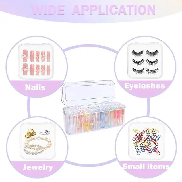 Alt view image 6 of 7 - Press On Nail Organizer Box Kit,15 PCS Clear Press On Nail Storage Boxes and 1 Large Container Box,60pcs Adhesive Tape, Fake Nail Organizer Display Case Press On Nail Packaging for Home Nail Salon Use