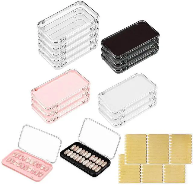 Main image of 14 Pcs Press On Nail Packaging Box Large, Storage Case for XL-3XL Long Nails, 4 Colors False Display Organizer with 60 Pcs Adhesive Tape, Acrylic Box for Fake Nail Salon & Business Supplies