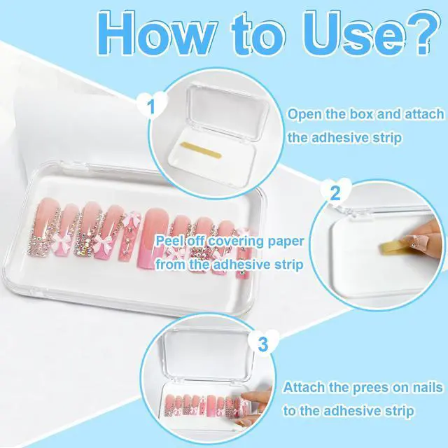 Alt view image 4 of 6 - 14 Pcs Press On Nail Packaging Box Large, Storage Case for XL-3XL Long Nails, 4 Colors False Display Organizer with 60 Pcs Adhesive Tape, Acrylic Box for Fake Nail Salon & Business Supplies
