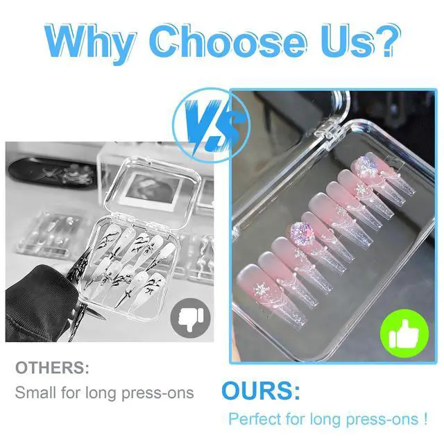 Alt view image 5 of 6 - 14 Pcs Press On Nail Packaging Box Large, Storage Case for XL-3XL Long Nails, 4 Colors False Display Organizer with 60 Pcs Adhesive Tape, Acrylic Box for Fake Nail Salon & Business Supplies