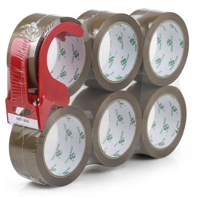 Alt view image 7 of 7 - Brown Packing Tape with Dispenser, 2.6 Mil 1.88 Inch x 60 Yards, 6 Refills Rolls Moving Tape for Box Packaging, Shipping and Storage