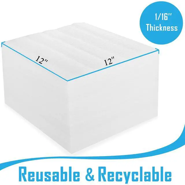 Alt view image 5 of 7 - 100 Pack Foam Sheets, DAT 12" x 12", 1/16" Thickness, Foam Wrap Cushioning Material, Moving Supplies for Packing Storage and Shipping