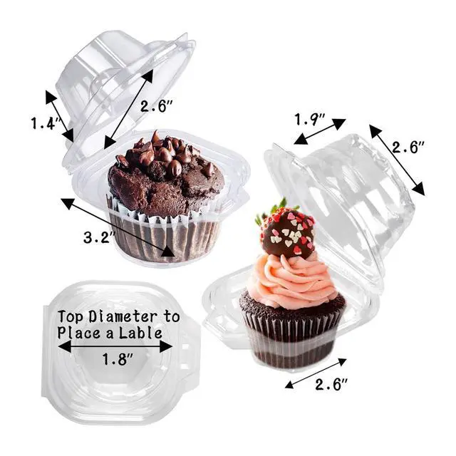 Alt view image 3 of 7 - 50 Pack Individual Cupcake Containers Plastic Cupcake Boxes Stackable