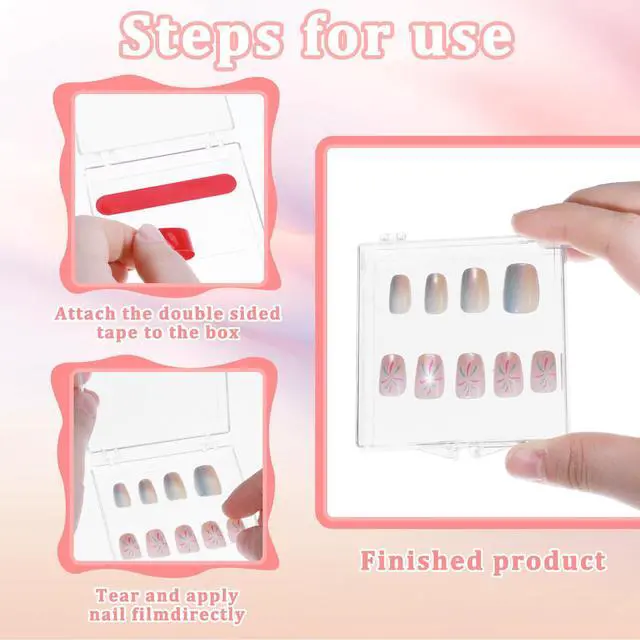 Alt view image 3 of 7 - 30 Pcs Press On Nail Packaging Box with 60 Pcs Adhesive Double Sided Tape Artificial Nail Display Storage Box Acrylic Nail Display Box Nail Box Organizer Case for Nail Salon