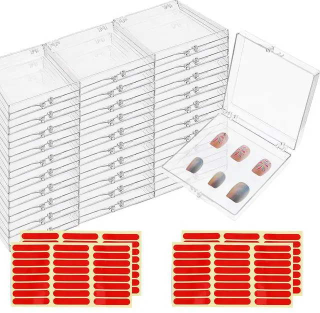Main image of 30 Pcs Press On Nail Packaging Box with 60 Pcs Adhesive Double Sided Tape Artificial Nail Display Storage Box Acrylic Nail Display Box Nail Box Organizer Case for Nail Salon