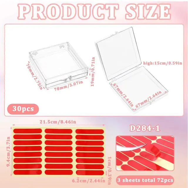 Alt view image 2 of 7 - 30 Pcs Press On Nail Packaging Box with 60 Pcs Adhesive Double Sided Tape Artificial Nail Display Storage Box Acrylic Nail Display Box Nail Box Organizer Case for Nail Salon