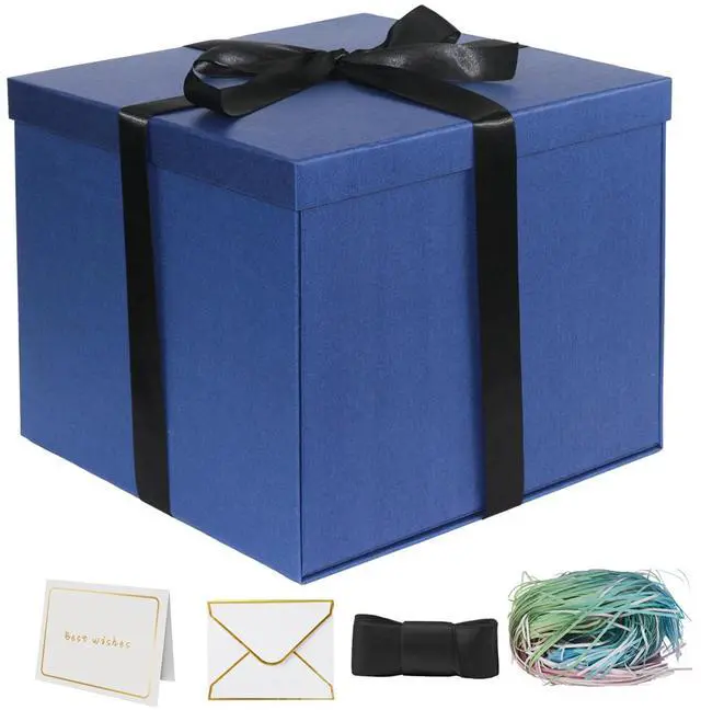 Main image of Large Gift Box 12x12x10 Inches,Blue Boxes for presents with Ribbon,Card,Shredded Paper for Birthday,Valentine's Day,Mother's Day,Christmas,Anniversaries.
