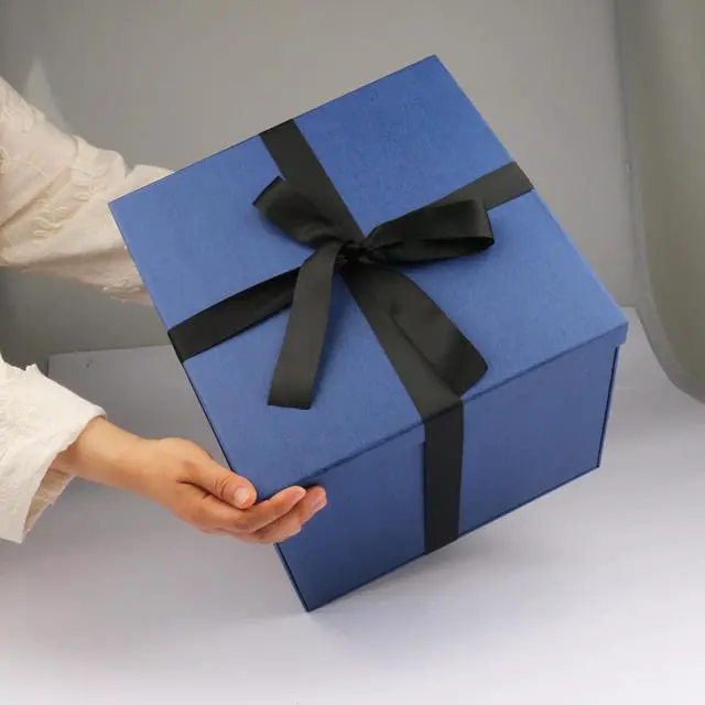 Alt view image 6 of 7 - Large Gift Box 12x12x10 Inches,Blue Boxes for presents with Ribbon,Card,Shredded Paper for Birthday,Valentine's Day,Mother's Day,Christmas,Anniversaries.
