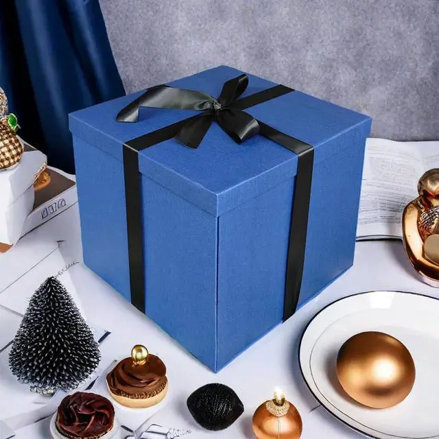 Alt view image 4 of 7 - Large Gift Box 12x12x10 Inches,Blue Boxes for presents with Ribbon,Card,Shredded Paper for Birthday,Valentine's Day,Mother's Day,Christmas,Anniversaries.