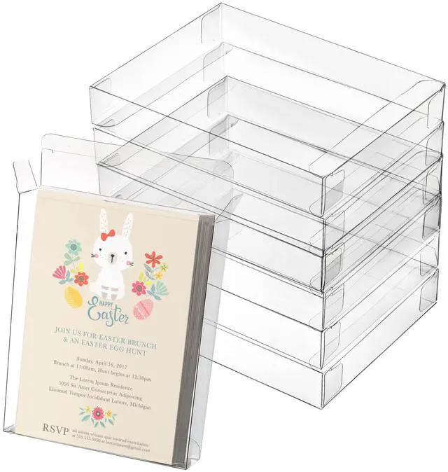 Main image of 60 Pack Clear Box for 5.5"x4.25" Greeting Cards, 6 x 4.75 x 1 Inch Plastic Storage Organizer - Fits Standard Card Envelopes, Rectangle Photo Box Cases for Small Business & Stationery
