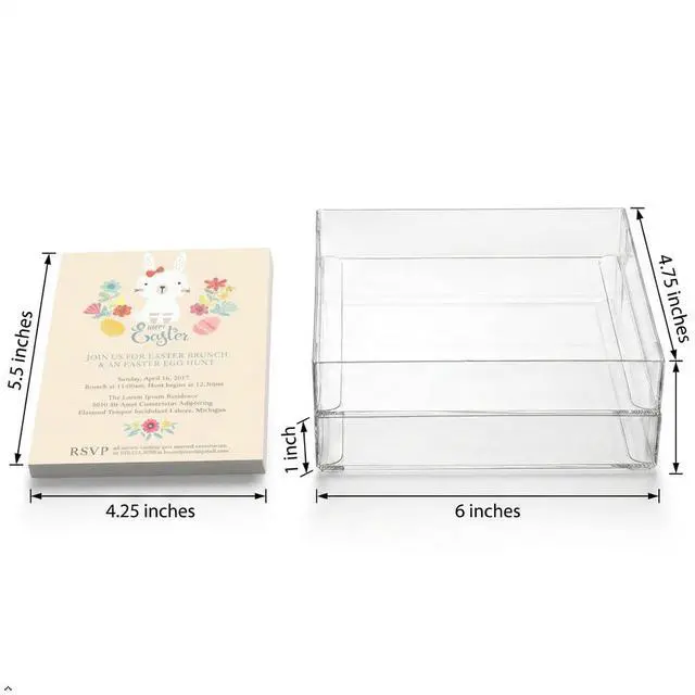 Alt view image 3 of 7 - 60 Pack Clear Box for 5.5"x4.25" Greeting Cards, 6 x 4.75 x 1 Inch Plastic Storage Organizer - Fits Standard Card Envelopes, Rectangle Photo Box Cases for Small Business & Stationery