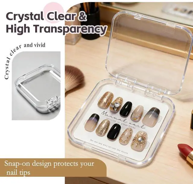 Alt view image 4 of 7 - 20 Pack Press on Nail Packaging Kit - Clear Press on Nail Boxes with Cards and Adhesive Tape, Professional Nail Case for Small Business and Storage DIY Nail Projects