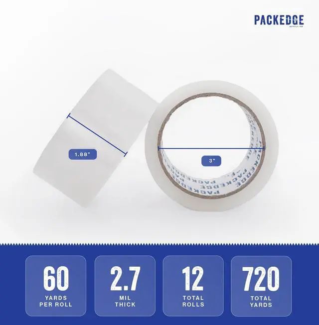 Alt view image 2 of 7 - Clear Packing Tape, 12 Rolls, 1.88 in x 60 Yd Heavy Duty Shipping