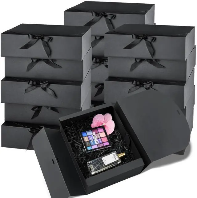Main image of Black Gift Boxes with Lids, 10.6 x 7.8 x 3.1 Inches, 15 Pack