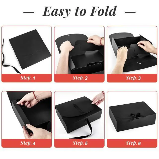 Alt view image 5 of 7 - Black Gift Boxes with Lids, 10.6 x 7.8 x 3.1 Inches, 15 Pack