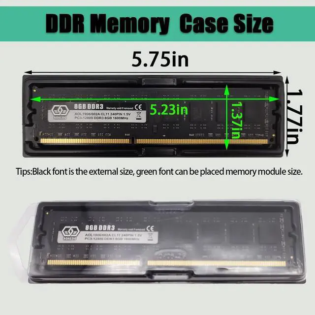 Alt view image 2 of 6 - 10 pcs DDR Memory Desktop RAM Module Case,Plastic Box Packaging Container Clamshell Memory Module,Antistatic Tray for DDR2, DDR3 and DDR4