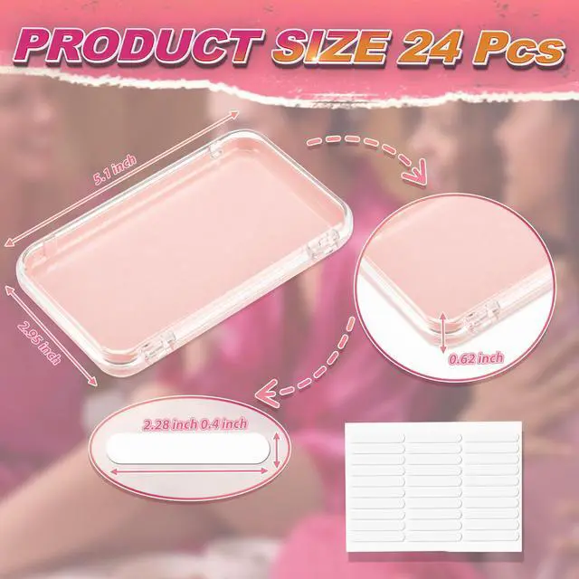 Alt view image 2 of 6 - 24 Pcs Press on Nail Boxes with 90 Pcs Adhesive Double Sided Tape Acrylic Press on Nail Packaging Cases in 4 Colors Transparent Storage Case Organizer for Display Art Supplies 5.1" x 2.95"